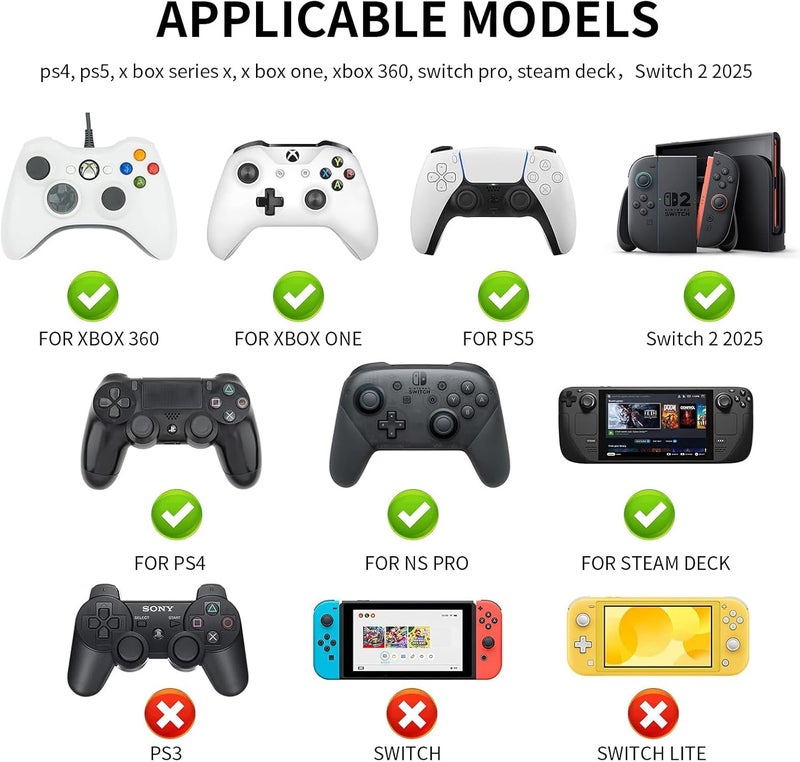 FlyingMage Glitter Cat Paw Switch 2 Joycon Thumb Grips Caps, 4 PCS Cute Kawaii 3D Silicone Analog Thumbstick Button Cover for PS5/PS4, Xbox Series X/S, Xbox One, Switch PRO Controller Joystick Caps - Image 2